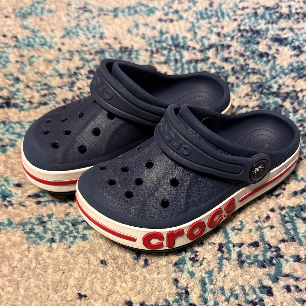 CROCS Kids Navy and Red Clogs
